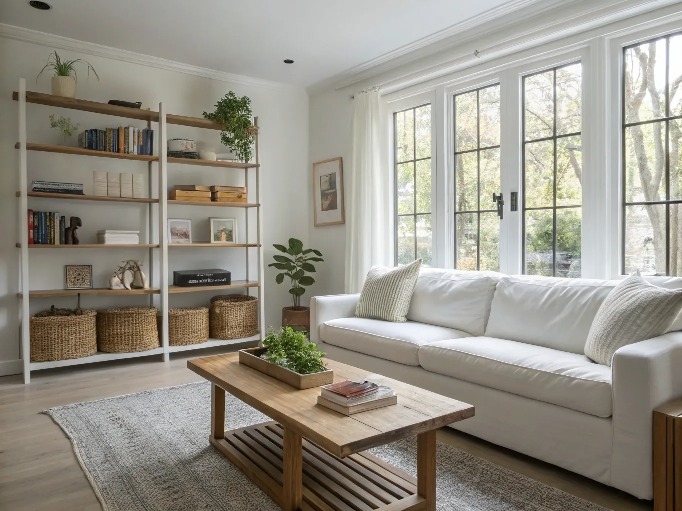 Full home organization by Nuvellira Fully organized living room with minimalist design